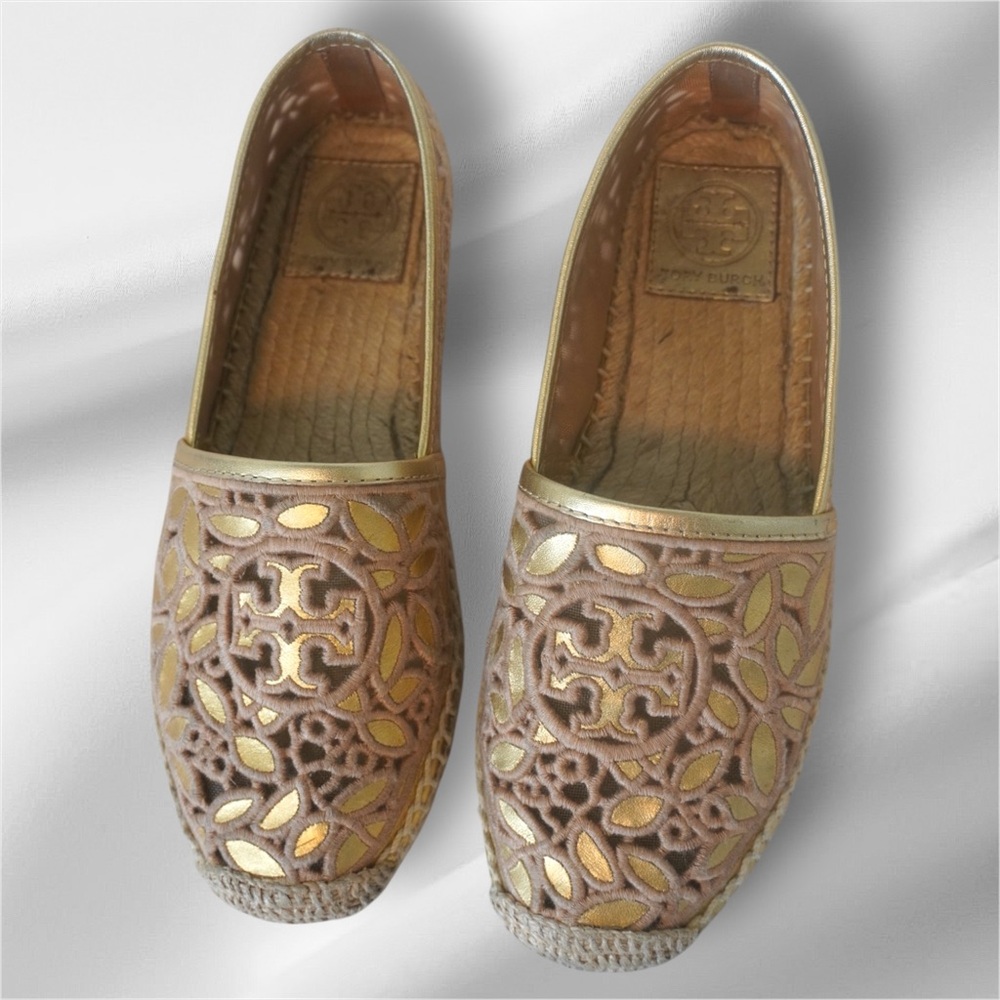 Tory Burch Metallic Gold Espadrilles